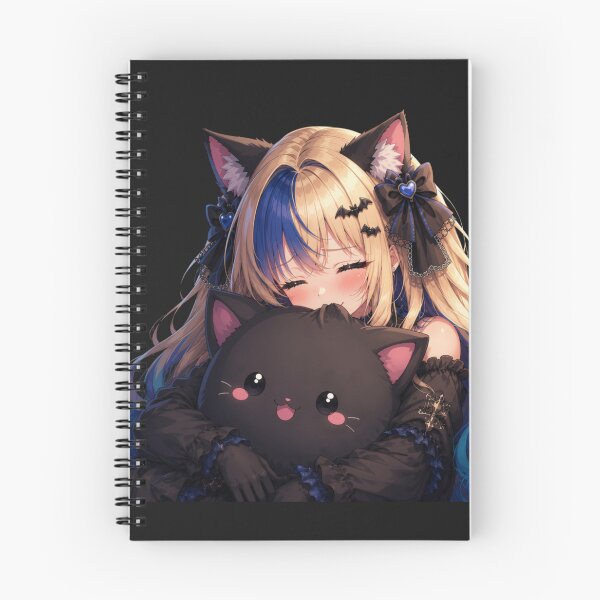Item preview, Playful Bite – Gothic Neko Girl with Black Cat designed and sold by Revyra.