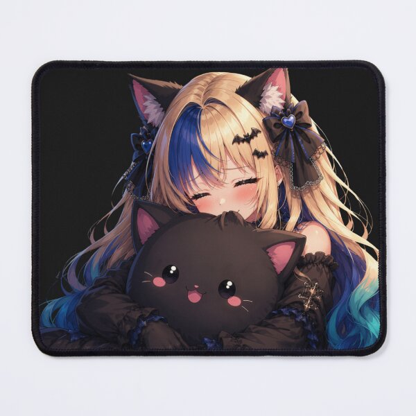 Item preview, Playful Bite – Gothic Neko Girl with Black Cat designed and sold by Revyra Design .