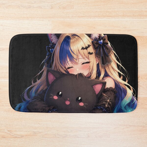 Item preview, Playful Bite – Gothic Neko Girl with Black Cat designed and sold by Revyra Design .