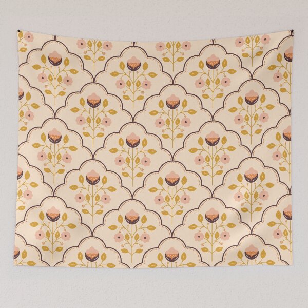 Item preview, Simple Folk Scalloped Floral Pattern designed and sold by Olive Lane Creative.