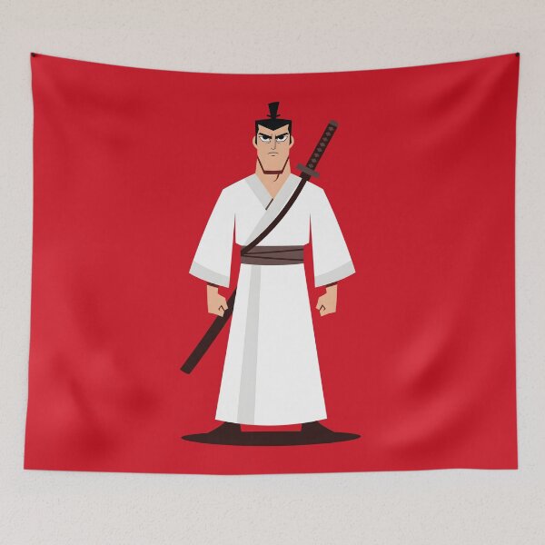 Item preview, Samurai Jack White Robe Katana Sword Cartoon Art designed and sold by Enea Kelo.