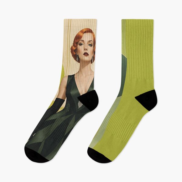 Item preview, 1920s Flapper Woman with orange red hair in Modern Minimalist Art Style with green variation 6 designed and sold by Lucia Amaris Art.