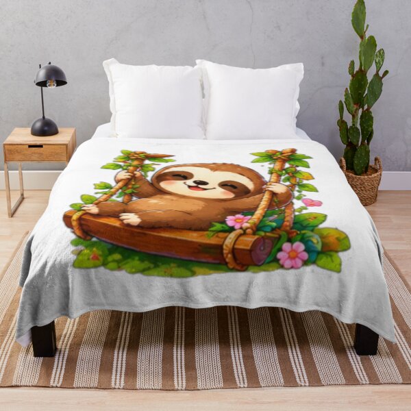 Aperçu de l'œuvre Cute Sloth On Swing Sticker créée et vendue par DailyDoodlesBySumbul.