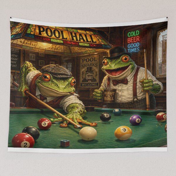 Item preview, Frogs Playing Pool designed and sold by DazzleKitty.