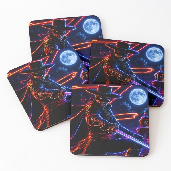 Item preview, Neon Zorro Under the Moon | Cyberpunk Vigilante Digital Art designed and sold by SHOCAMPOS DESIGNS .