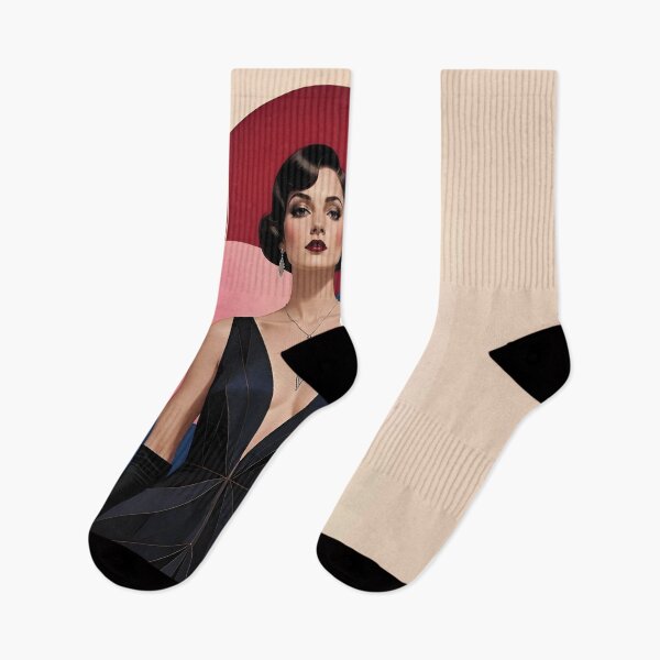 Item preview, 1920s Flapper Woman with black hair in Modern Minimalist Art Style with pink designed and sold by Lucia Amaris Art.