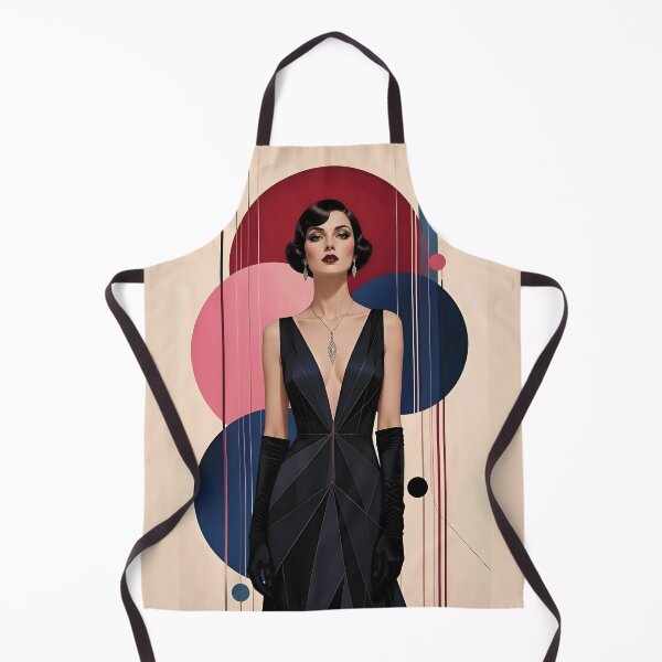 Item preview, 1920s Flapper Woman with black hair in Modern Minimalist Art Style with pink designed and sold by Lucia Amaris Art.
