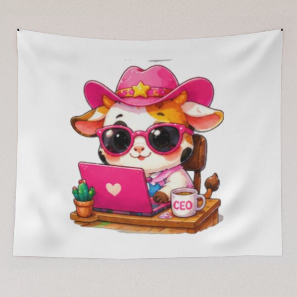 Item preview, Cute Cow CEO Working From Home designed and sold by DailyDoodlesBySumbul.