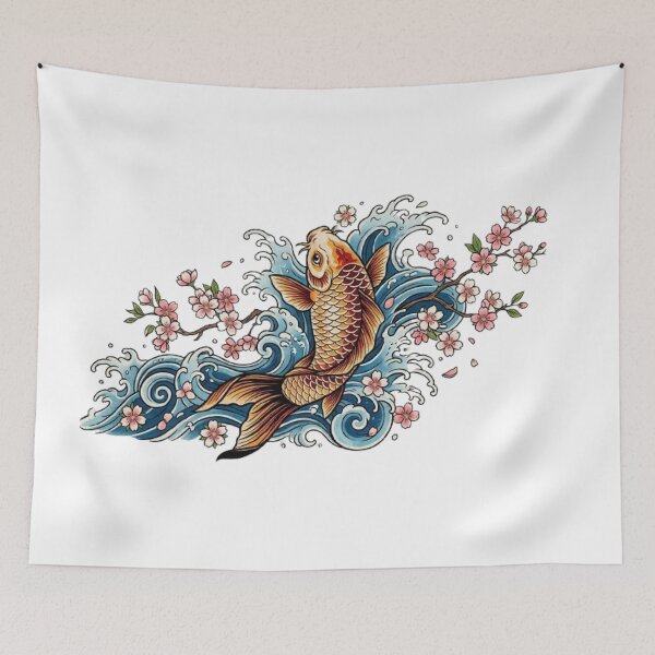 Item preview, Japanese Koi Fish T-Shirt Cherry Blossom Art designed and sold by Faisal  Shah.
