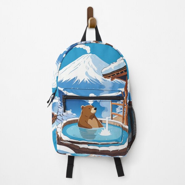 Item preview, Art - Bear relaxing in a Japanese onsen, Winter Scene designed and sold by World-Pets.
