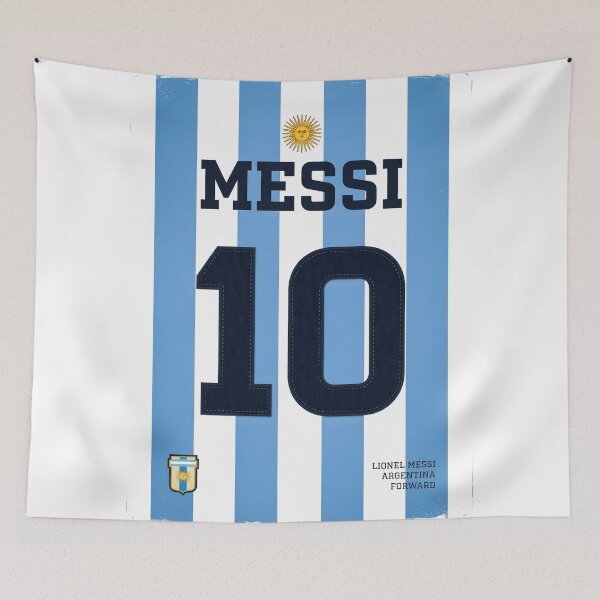 Item preview, Lionel Messi 10 Argentina Football Jersey Art Poster designed and sold by Enea Kelo.