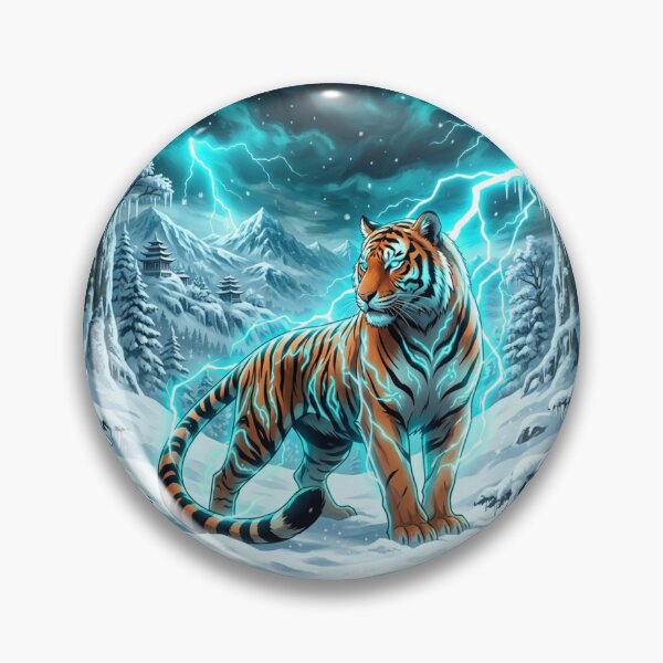 Item preview, Thunder Tiger – Electric Winter Fantasy Wildlife Art Design designed and sold by DervoTeck2767.