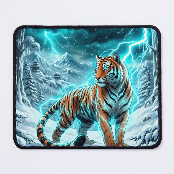 Item preview, Thunder Tiger – Electric Winter Fantasy Wildlife Art Design designed and sold by DervoTeck2767.