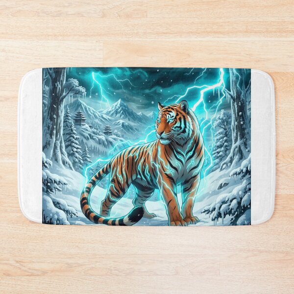 Item preview, Thunder Tiger – Electric Winter Fantasy Wildlife Art Design designed and sold by DervoTeck2767.