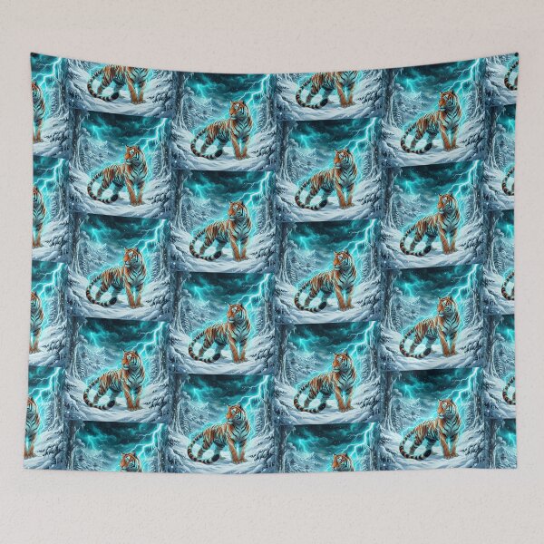 Item preview, Thunder Tiger – Electric Winter Fantasy Wildlife Art Design designed and sold by DervoTeck2767.