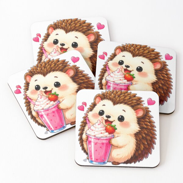 Item preview, Cute Hedgehog Strawberry Milkshake Sticker designed and sold by DailyDoodlesBySumbul.