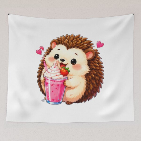 Item preview, Cute Hedgehog Strawberry Milkshake Sticker designed and sold by DailyDoodlesBySumbul.