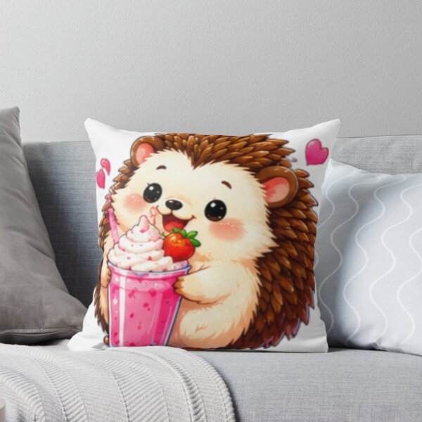 Item preview, Cute Hedgehog Strawberry Milkshake Sticker designed and sold by DailyDoodlesBySumbul.