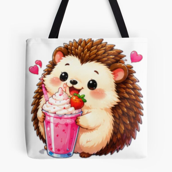 Item preview, Cute Hedgehog Strawberry Milkshake Sticker designed and sold by DailyDoodlesBySumbul.