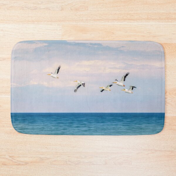 Item preview, Pelicans flying over Lake Michigan shoreline in Sheboygan, Wisconsin designed and sold by TerraMediaLLC.