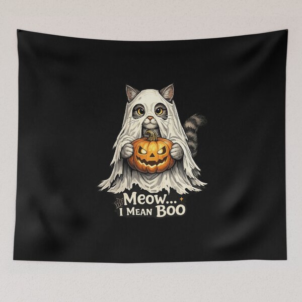 Item preview, Meow... I Mean Boo | Cute Ghost Cat Funny Halloween Cat T-Shirt designed and sold by HectorStore11.