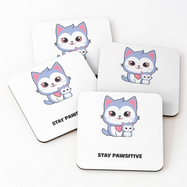Item preview, Stay Pawsitive Cat Kawaii Saying designed and sold by BoosterShop.