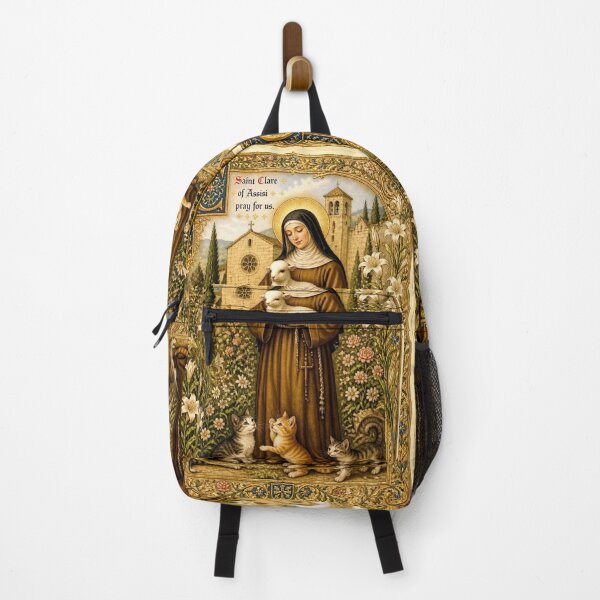 Item preview, Saint Clare of Assisi with Lamb and Kittens - Medieval Illuminated Manuscript designed and sold by Natalia-Vlad.