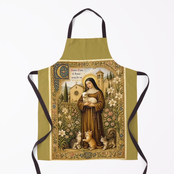 Item preview, Saint Clare of Assisi with Lamb and Kittens - Medieval Illuminated Manuscript designed and sold by Natalia-Vlad.