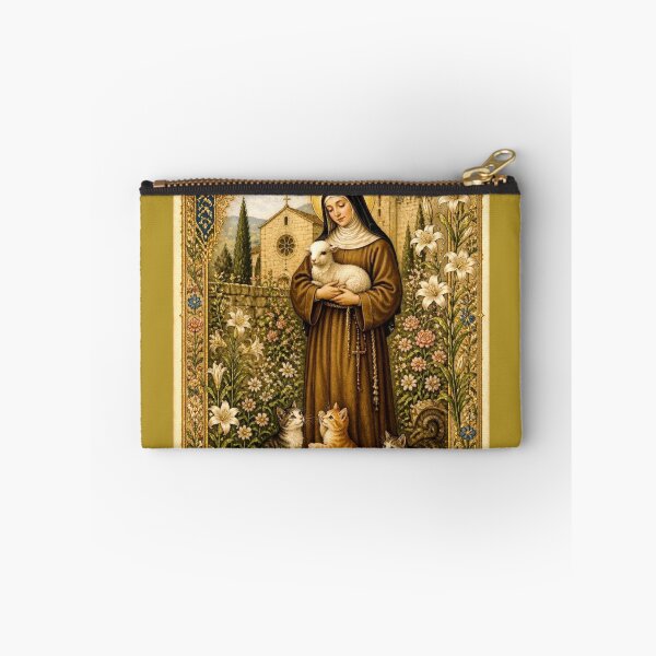 Item preview, Saint Clare of Assisi with Lamb and Kittens - Medieval Illuminated Manuscript designed and sold by Natalia-Vlad.