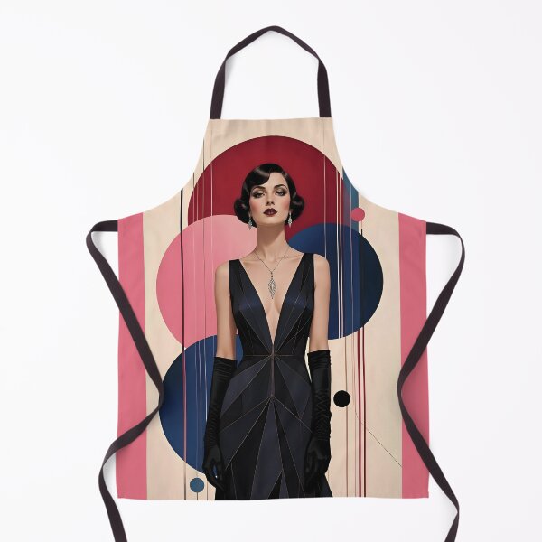 Item preview, 1920s Flapper Woman with black hair in Modern Minimalist Art Style with pink variation 1 designed and sold by Lucia Amaris Art.