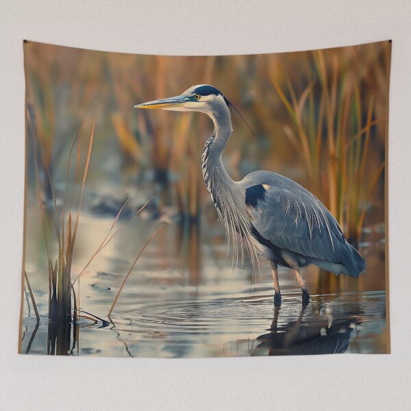 Item preview, Great Blue Heron in Wetland, Wildlife designed and sold by GuildedWordGraphics.