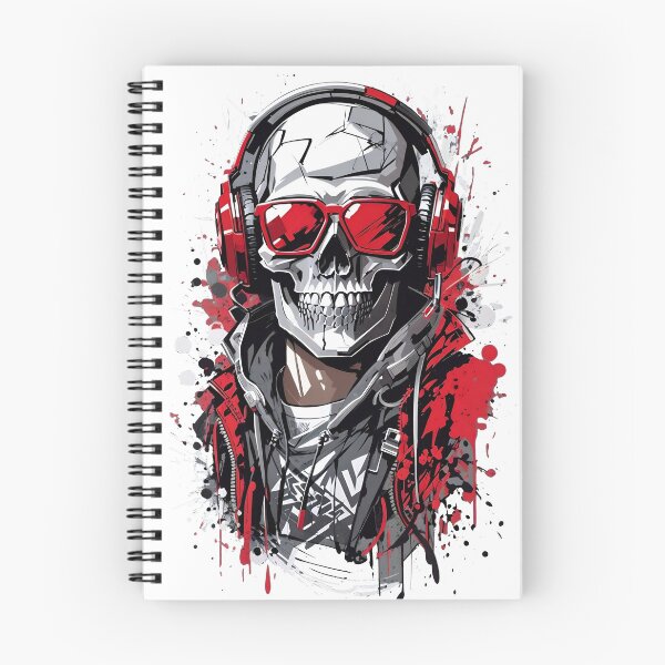 Item preview, Cyber Skull with Headphones - Red Grunge Gamer Art designed and sold by A-M-G-Shop.