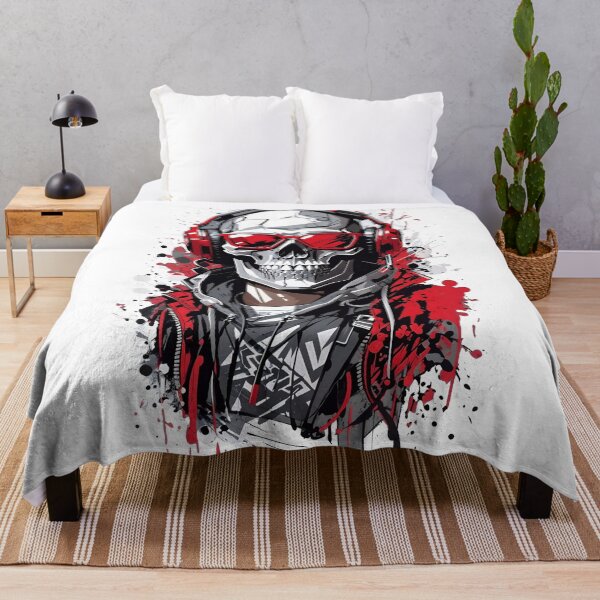 Item preview, Cyber Skull with Headphones - Red Grunge Gamer Art designed and sold by A-M-G-Shop.