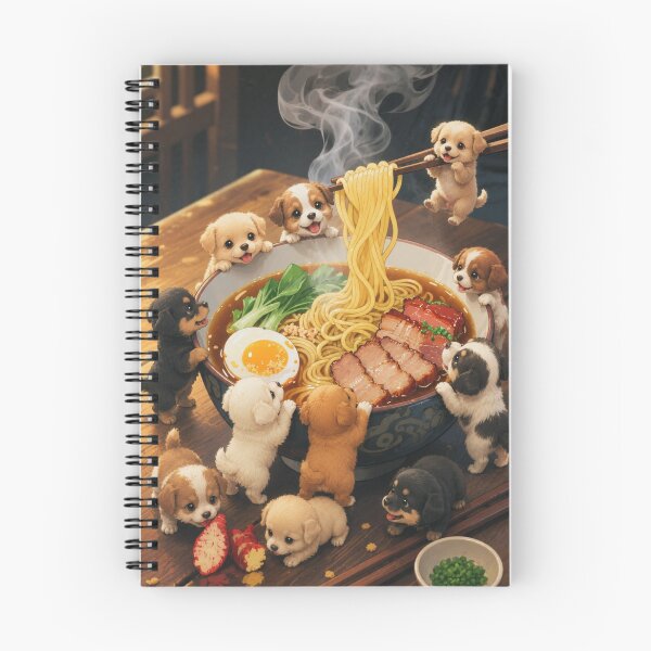 Item preview, ちび子犬とラーメンの幸せな時間 Tiny Kawaii Puppies & Ramen Bliss designed and sold by Valiabeth.
