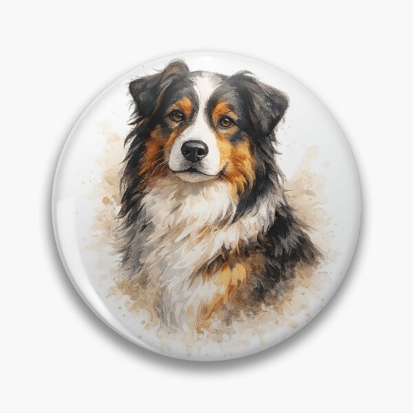 Item preview, Australian Shepherd Watercolor Portrait designed and sold by Golden Era Studio.