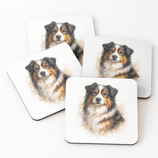 Item preview, Australian Shepherd Watercolor Portrait designed and sold by Golden Era Studio.