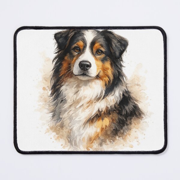 Item preview, Australian Shepherd Watercolor Portrait designed and sold by Golden Era Studio.