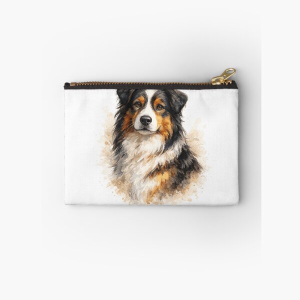 Artikelvorschau, Aquarellporträt eines Australischen Schäferhundes entworfen und verkauft von Golden Era Studio.