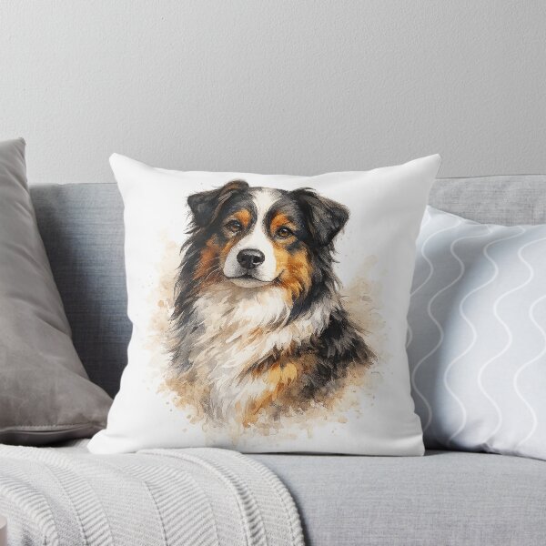 Item preview, Australian Shepherd Watercolor Portrait designed and sold by Golden Era Studio.