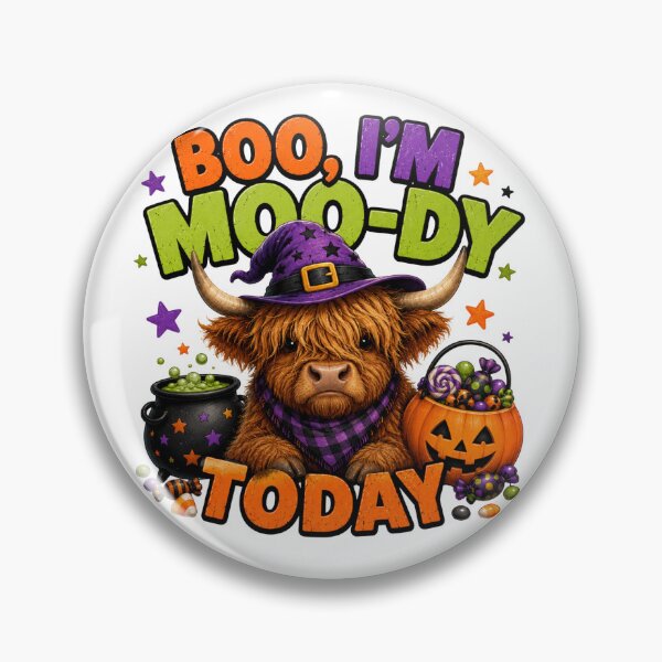Item preview, Boo I'm Moo-dy Highland Cow Halloween designed and sold by HippyRikky.