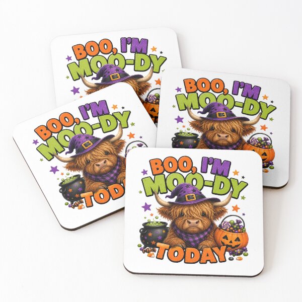 Item preview, Boo I'm Moo-dy Highland Cow Halloween designed and sold by HippyRikky.