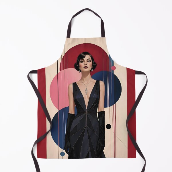 Item preview, 1920s Flapper Woman with black hair in Modern Minimalist Art Style with pink variation 2 designed and sold by Lucia Amaris Art.