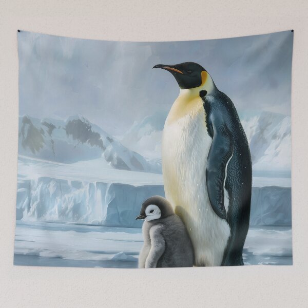 Item preview, Emperor Penguin with Chick, Arctic Wildlife designed and sold by GuildedWordGraphics.