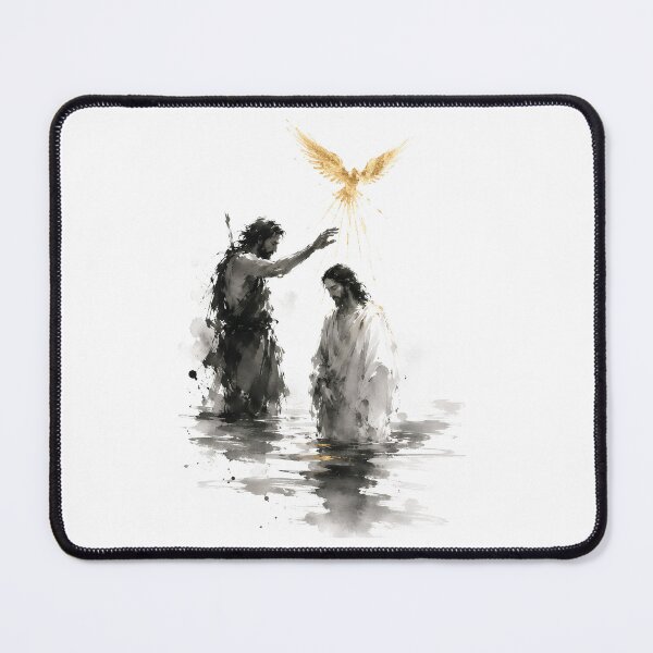 Item preview, Baptism of Jesus Ink Wash Art designed and sold by Phos Creatives.