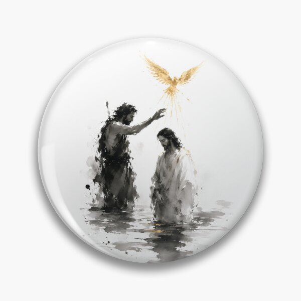 Item preview, Baptism of Jesus Ink Wash Art designed and sold by Phos Creatives.