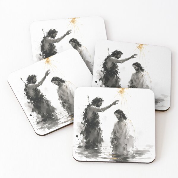 Item preview, Baptism of Jesus Ink Wash Art designed and sold by Phos Creatives.