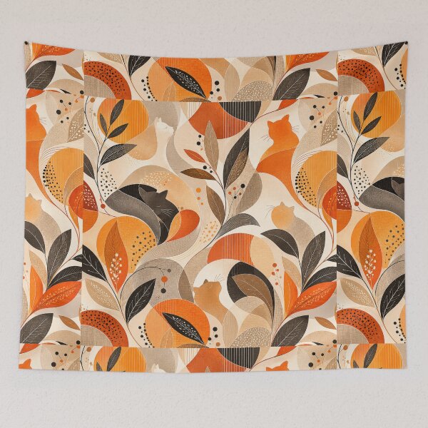 Item preview, Abstract Botanical Cat Pattern designed and sold by Mindworx21.