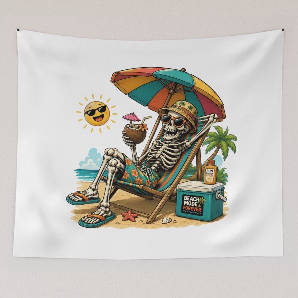 Item preview, Beach Mode Forever , Funny Skeleton Enjoying Summer Vacation designed and sold by missprint57.