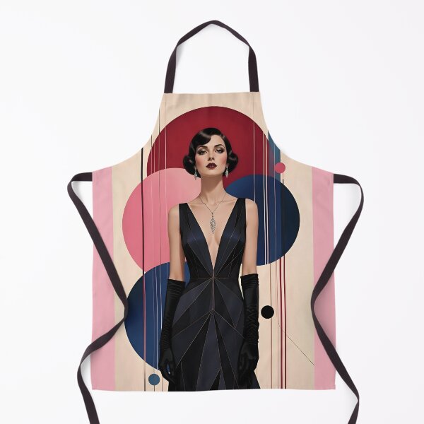 Item preview, 1920s Flapper Woman with black hair in Modern Minimalist Art Style with pink variation 4 designed and sold by Lucia Amaris Art.