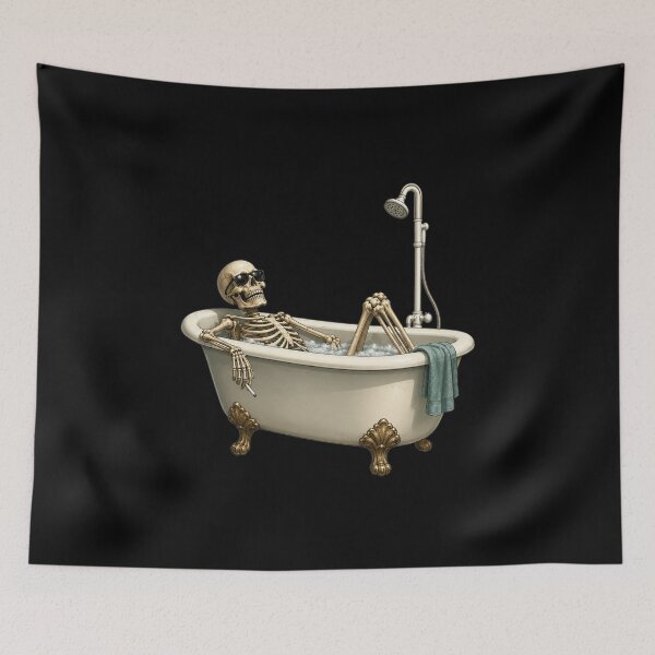Item preview, Relaxing Skeleton in Bathtub | Funny Dead Tired Bathroom Humor Shirt designed and sold by HectorStore11.